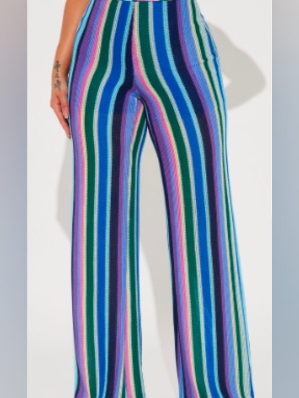 Striped Multicolor Wide-Leg Knit Pants